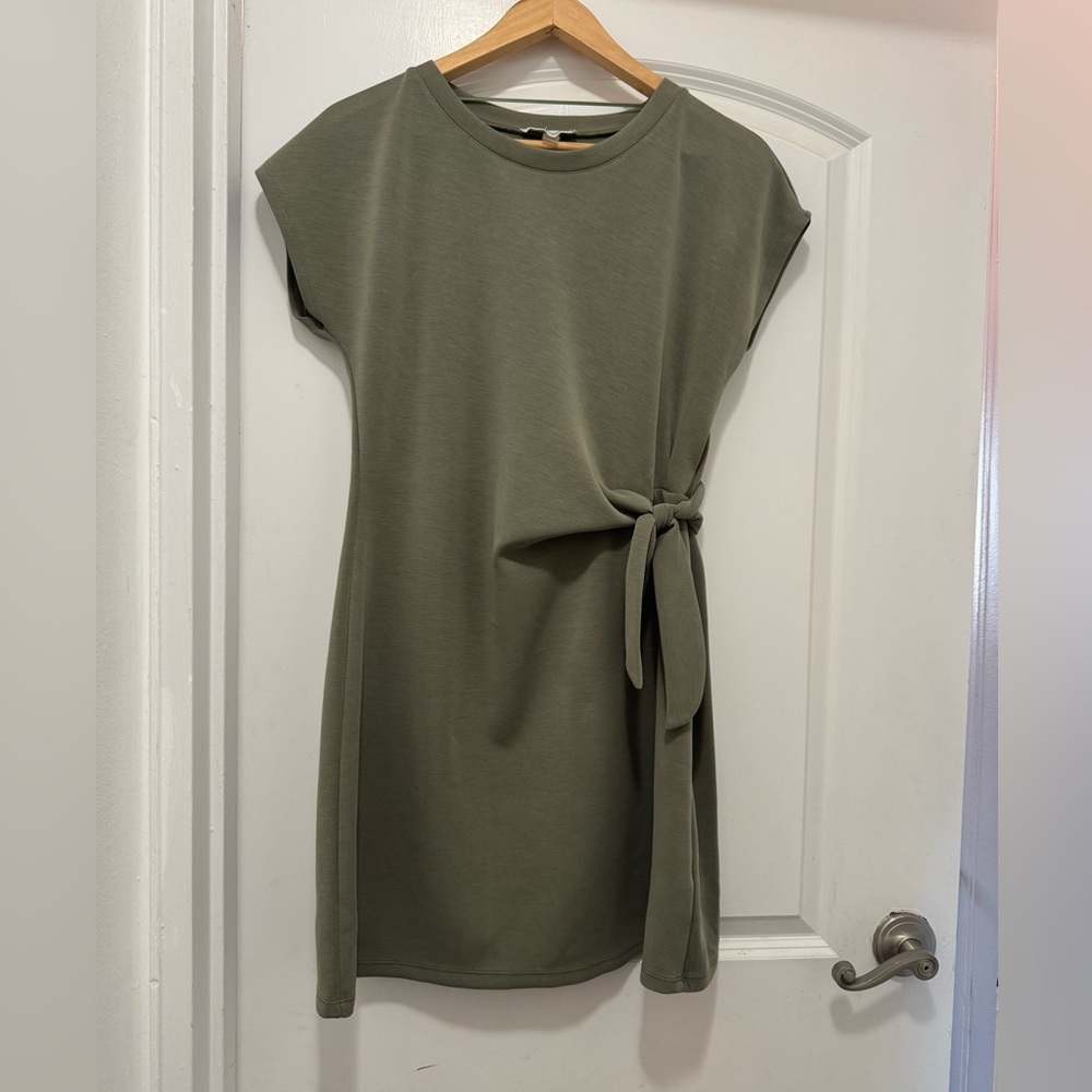 Cable & Gauge Olive Green Tie-Side Mini Dress